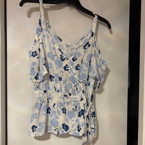 Sienna Sky Cream Wrap Blouse with Tie Front